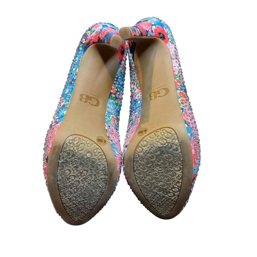 Gianni Bini Shoes Womens Size 6.5 Floral Rhinestone Pumps Stiletto Heels - Picture 10 of 12